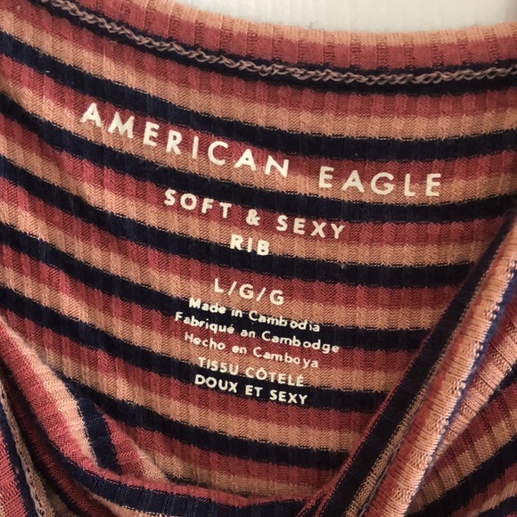 Scoop Neck Burnt Orange Striped Shirt - Picture 3 of 3